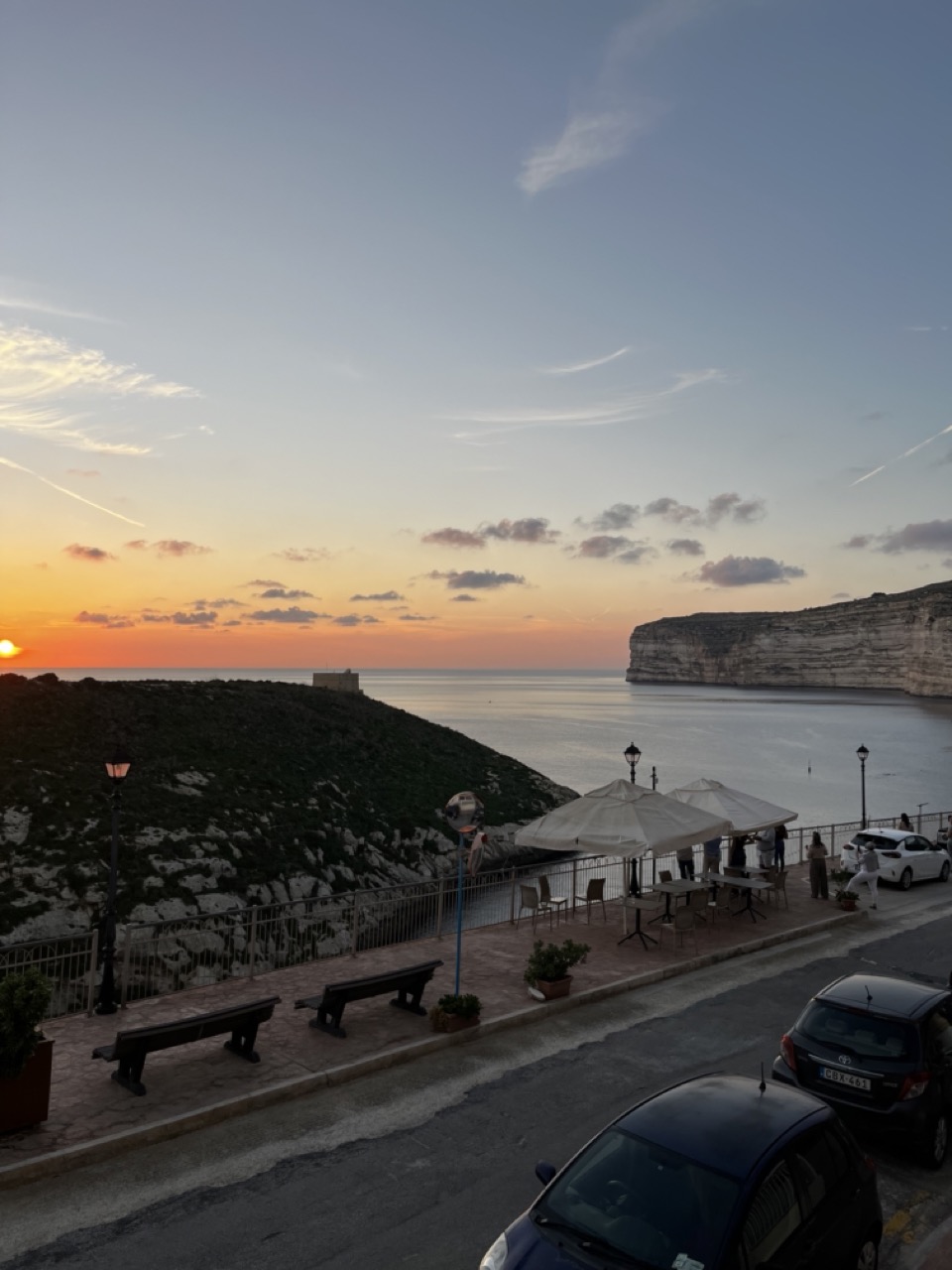 Sunset over Xlendi cliffs.