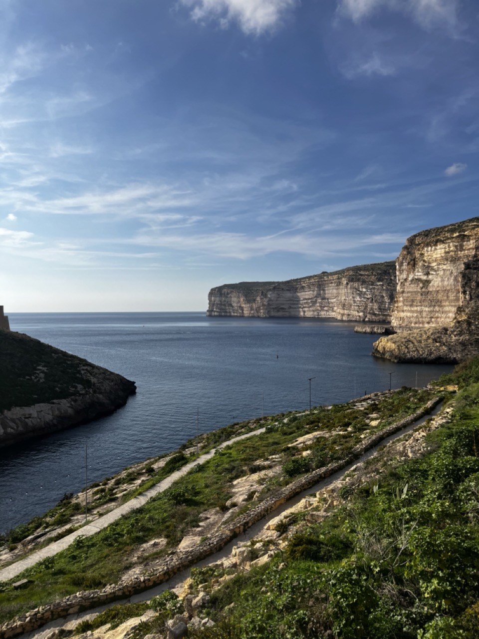 The majestic Xlendi cliffs in the morning.